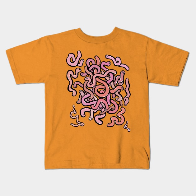 A tangle of worms Kids T-Shirt by greendeer